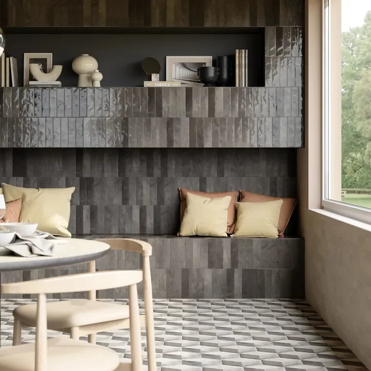 Glam Black 2-1/4x9-1/2 Matte Ceramic/Porcelain Wall Tile