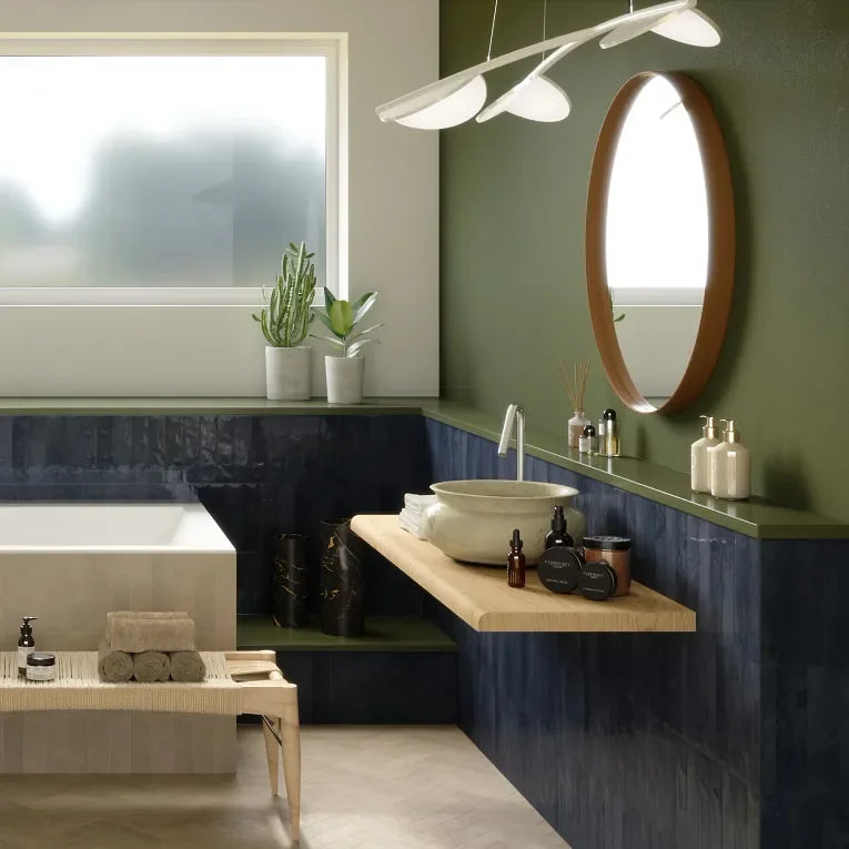 Glam Series Blue 1/2x9-1/2 Pencil Bullnose Matte Porcelain Trim