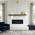 Glorious White 12x24 Polished Marble Tile — Living Room fireplace surround