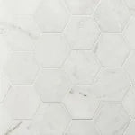 Glorious White 3" Hexagon 12x10.5 Brushed Mosaic