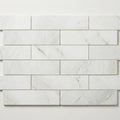 Glorious White 3x12 Brushed Marble Tile close-up