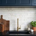Glorious White 3x12 Brushed Marble Tile — Kitchen backsplash