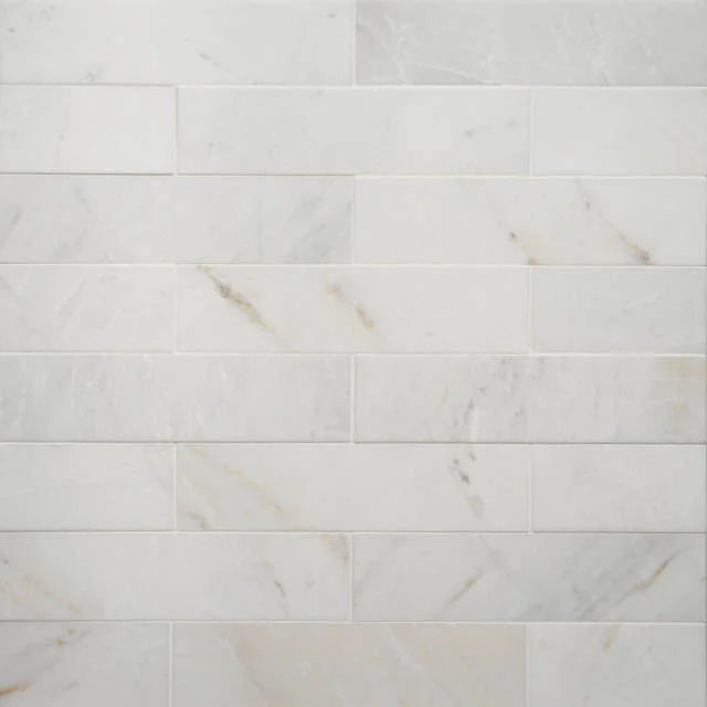 Glorious White 3x12 Brushed Marble Tile