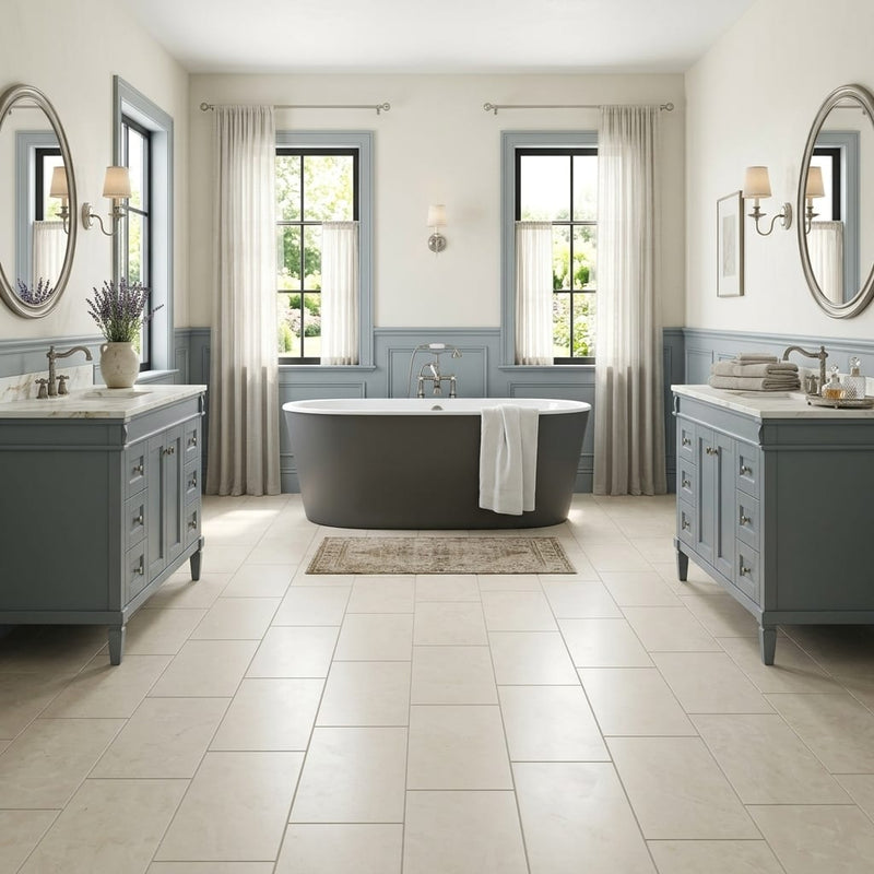 Gobi 12x24 Honed Limestone Tile — Bathroom floor