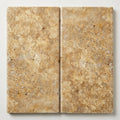 Gold Travertine Coping 12x24 Tumbled Bullnose 1.25 inch close-up