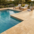 Gold Travertine Coping 12x24 Tumbled Bullnose 2 inch pool coping — Swimming Pool pool edge drop-face coping