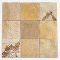 Gold Travertine Paver - Unfilled Brushed Chiseled 12x12 inch close-up