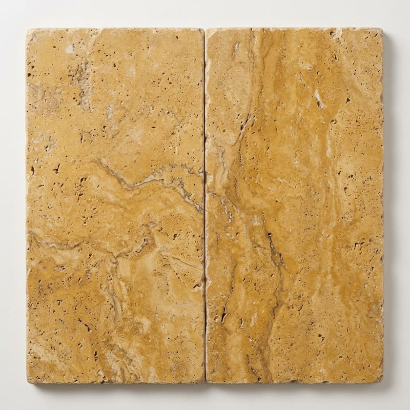 Gold Travertine Paver 12x24 Tumbled 2 inch close-up