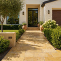 Gold Travertine Paver 12x24 Tumbled 2 inch — Front Yard walkway