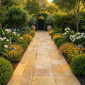 Gold Travertine Paver 12x24 Tumbled 2 inch — Garden path