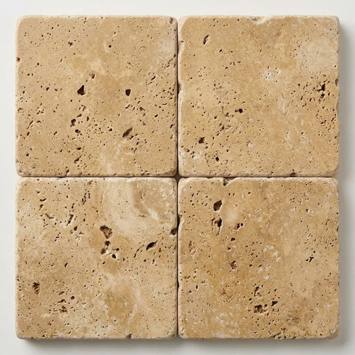 Gold Travertine Paver 16x16 Tumbled 1.25 inch close-up