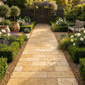 Gold Travertine Paver 6x12 Tumbled 1.25 inch — Garden path