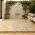 Gold Travertine Paver 6x6 Tumbled 1.25 inch — Courtyard paving