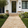 Gold Travertine Paver 6x6 Tumbled 1.25 inch — Front Yard walkway