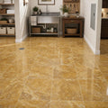 Gold Travertine Tile 12x12 Polished — Basement floor