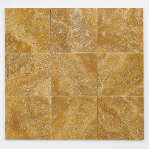 Gold Travertine Tile 12x12 Polished close-up