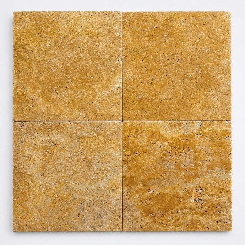 Gold Travertine Tile 16x16 Tumbled close-up