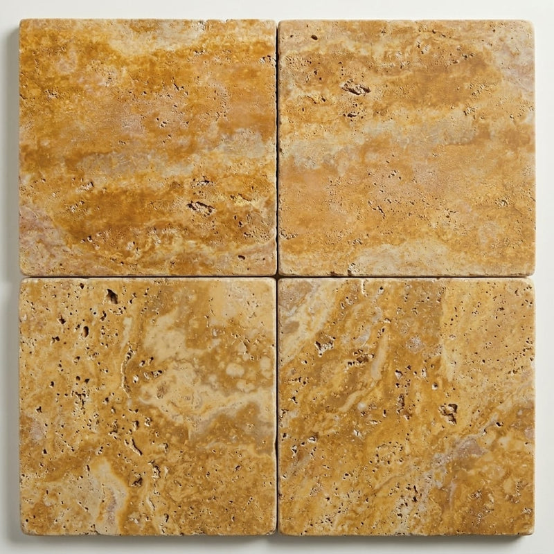 Gold Travertine Tile 16x16 Tumbled close-up
