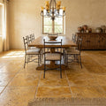 Gold Travertine Tile 16x16 Tumbled — Dining Room floor