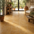 Gold Travertine Tile 16x16 Tumbled — Sunroom floor