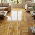 Gold Travertine Tile 18x18 Polished — Family Room floor