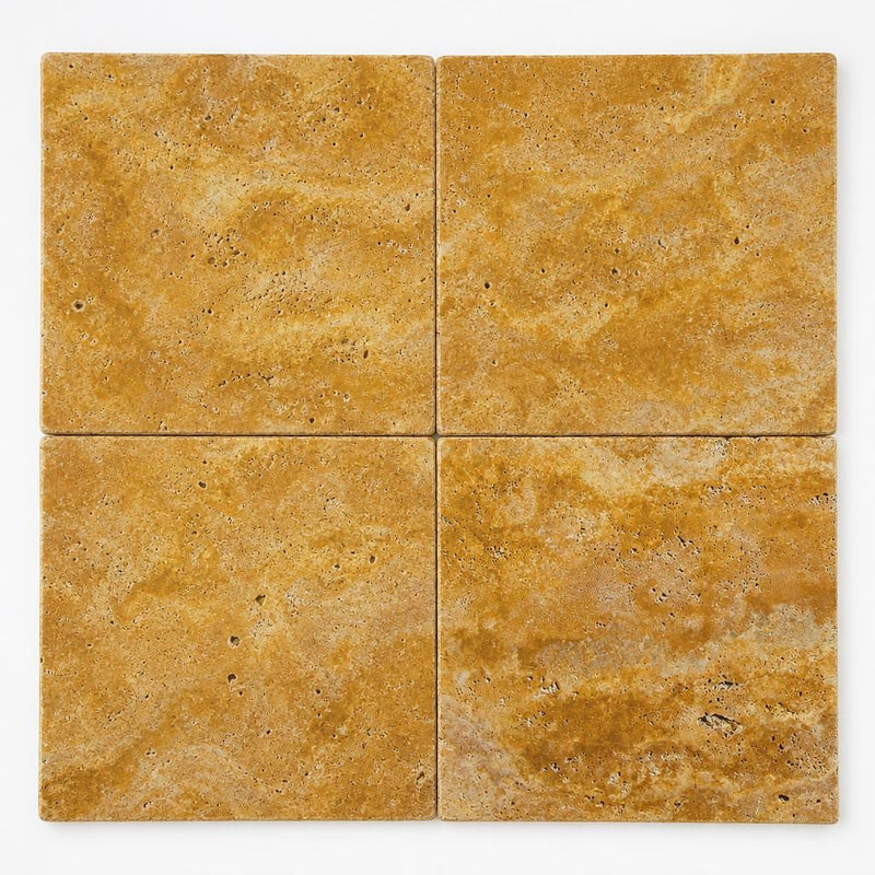 Gold Travertine Tile 18x18 Tumbled close-up