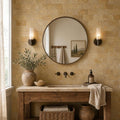 Gold Travertine Tile 3x6 Tumbled — Bathroom wall