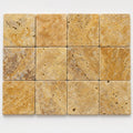 Gold Travertine Tile 4x4 Tumbled close-up