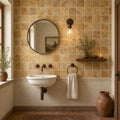 Gold Travertine Tile 4x4 Tumbled — Powder Room wall