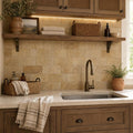 Gold Travertine Tile 4x8 Tumbled — Laundry Room backsplash