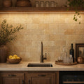 Gold Travertine Tile 4x8 Tumbled — Wet Bar backsplash