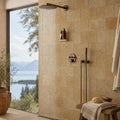 Gold Travertine Tile 6x12 Tumbled — Bathroom shower wall
