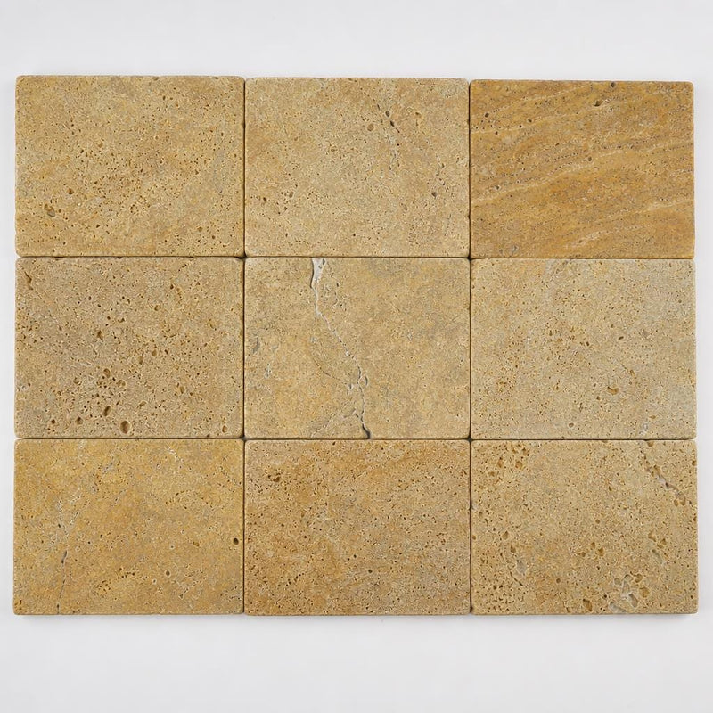 Gold Travertine Tile 6x12 Tumbled close-up