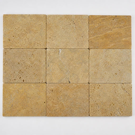 Gold Travertine Tile 6x12 Tumbled close-up