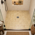 Gold Travertine Tile 6x6 Tumbled — Bathroom shower floor