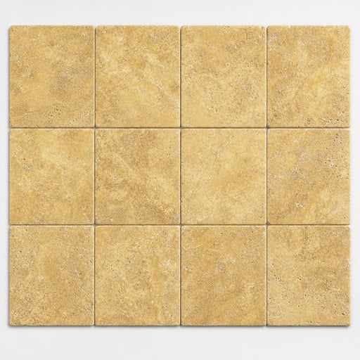 Gold Travertine Tile 6x6 Tumbled close-up