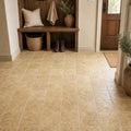 Gold Travertine Tile 6x6 Tumbled — Mudroom floor