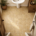 Gold Travertine Tile 6x6 Tumbled — Powder Room floor