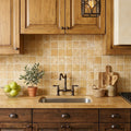 Gold Yellow 2x2 Square Tumbled Travertine Mosaic — Kitchen backsplash