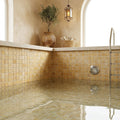 Gold Yellow 2x2 Square Tumbled Travertine Mosaic — Swimming Pool pool interior tiling