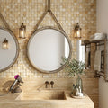 Gold / Yellow Gold Travertine 1x1 Split-faced (Hi-Low) Travertine Mosaic — Bathroom shower wall