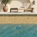 Gold / Yellow Gold Travertine 1x1 Split-faced Travertine Mosaic — Swimming Pool pool interior tiling