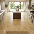 Gold / Yellow Gold Travertine 12x12 Filled & Honed Travertine Tile — Kitchen floor
