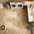 Gold / Yellow Gold Travertine 12x12 Filled & Honed Travertine Tile — Laundry Room floor