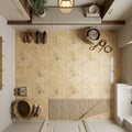 Gold / Yellow Gold Travertine 12x12 Filled & Honed Travertine Tile — Mudroom floor