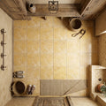 Gold / Yellow Gold Travertine 12x12 Tumbled Travertine Tile — Mudroom floor