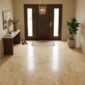 Gold / Yellow Gold Travertine 18x18 Filled & Honed Travertine Tile — Foyer floor