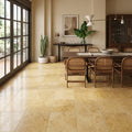 Gold / Yellow Gold Travertine 18x18 Filled & Honed Travertine Tile — Living Room floor