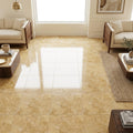 Gold / Yellow Gold Travertine 18x18 Filled & Polished Travertine Tile — Family Room floor