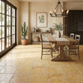 Gold / Yellow Gold Travertine 18x18 Tumbled Travertine Tile — Living Room floor